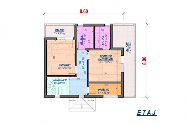 Maison Ossature Métallique à 2 Niveaux Modern 4 Chambres 030 - plan du maison 2