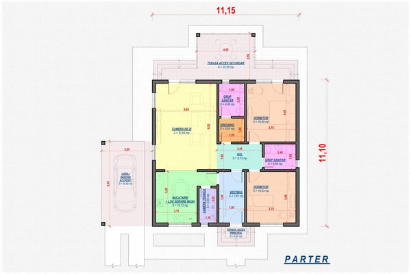 Maison Ossature Métallique Moderne Avec Garage Un Niveau 018 - plan du maison