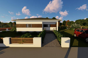 Maison Ossature Métallique 4 Chambres Un Seul Niveau 179-045 - photo facade bois 3 thumbnail