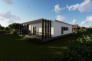 Maison Ossature Métallique 4 Chambres Un Seul Niveau 179-045 - photo facade bois 4 thumbnail