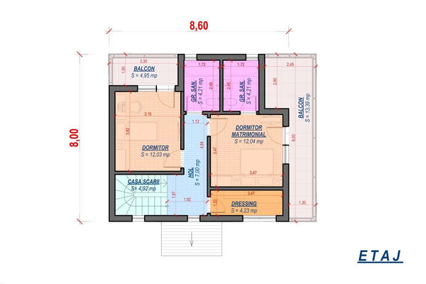 Maison Ossature Métallique à Étage Avec Balcon Terrasse 026 - plan de maison 2