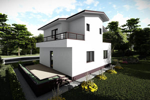 Maison Ossature Métallique à Étage Avec Balcon Terrasse 026 - image façade maison moderne 5 thumbnail