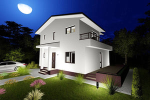 Maison Ossature Métallique à Étage Avec Balcon Terrasse 026 - image façade maison moderne 8 thumbnail