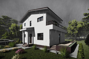 Maison Ossature Métallique à Étage Avec Balcon Terrasse 026 - image façade maison moderne 7 thumbnail