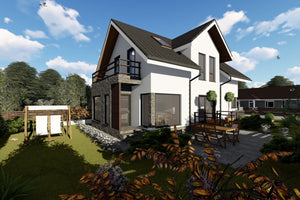 Maison Ossature Métallique Modern 190m2 Avec Balcon 186-058 - photo facade moderne maison 4 thumbnail