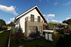 Maison Ossature Métallique Modern 190m2 Avec Balcon 186-058 - photo facade moderne maison 6 thumbnail
