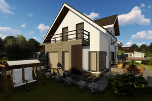 Maison Ossature Métallique Modern 190m2 Avec Balcon 186-058 - photo facade moderne maison 2 thumbnail