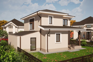 Maison Ossature Métallique à Étage Avec Toit Terrasse 091 - photo façade moderne maison 10 thumbnail