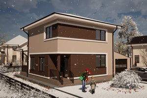 Maison Ossature Métallique à Étage Avec Toit Terrasse 091 - photo façade moderne maison 11 thumbnail
