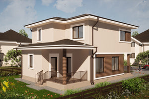 Maison Ossature Métallique à Étage Avec Toit Terrasse 091 - photo façade moderne maison 12 thumbnail