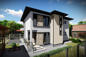 Grande Maison Ossature Métallique Moderne à Étage 200m2 080 - photo facade maison 2 thumbnail