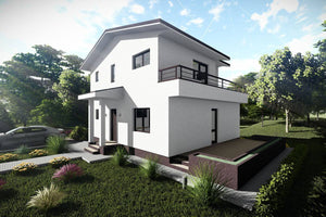 Maison Ossature Métallique à Étage Avec Balcon Terrasse 026 - image façade maison moderne 3 thumbnail