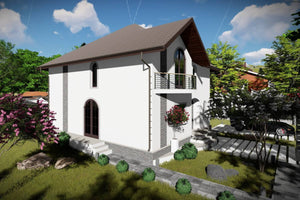 Maison Ossature Métallique à Étage 200m2 Moderne 207-054 - photo facade maison 4 thumbnail