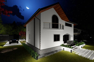 Maison Ossature Métallique à Étage 200m2 Moderne 207-054 - photo facade maison 10 thumbnail