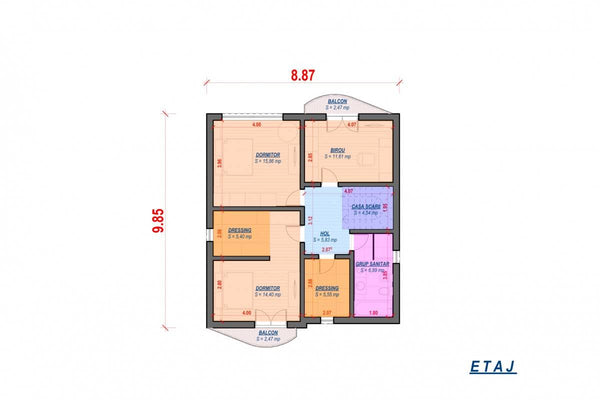 Maison Ossature Métallique à Étage 200m2 Moderne 207-054 - plan du maison 2