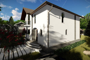 Maison Ossature Métallique à Étage 200m2 Moderne 207-054 - photo facade maison 5 thumbnail