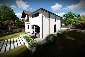 Maison Ossature Métallique à Étage 200m2 Moderne 207-054 - photo facade maison 2 thumbnail