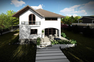 Maison Ossature Métallique à Étage 200m2 Moderne 207-054 - photo facade maison 8 thumbnail