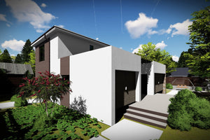 Maison en Ossature Métallique Modern 200m2 Avec Garage 069 - photo façade maison pierre 2 thumbnail