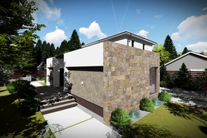 Maison en Ossature Métallique Modern 200m2 Avec Garage 069 - photo façade maison pierre 4 thumbnail