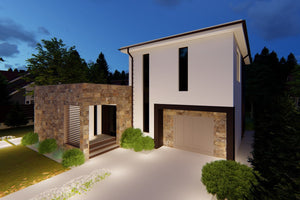 Maison en Ossature Métallique Modern 200m2 Avec Garage 069 - photo façade maison pierre 8 thumbnail
