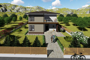 Maison Ossature Métallique Avec Toit Terrasse 200 m2 211-034 - image maison extérieur 5 thumbnail