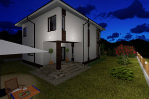 Maison Ossature Métallique Avec Toit Terrasse 200 m2 211-034 - image maison extérieur 12 thumbnail