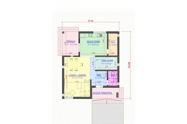 Maison Ossature Métallique Avec Toit Terrasse 200 m2 211-034 - plan du maison 1