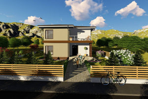 Maison Ossature Métallique Avec Toit Terrasse 200 m2 211-034 - image maison extérieur 3 thumbnail