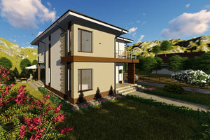 Maison Ossature Métallique Avec Toit Terrasse 200 m2 211-034 - image maison extérieur 4 thumbnail