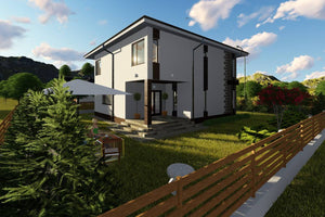 Maison Ossature Métallique Avec Toit Terrasse 200 m2 211-034 - image maison extérieur 7 thumbnail