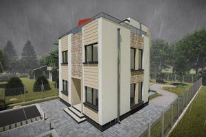 Grande Maison Ossature Metallique à 2 Étages Toit Plat 081 - photo façade maison 6 thumbnail