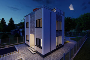 Grande Maison Ossature Metallique à 2 Étages Toit Plat 081 - photo façade maison 8 thumbnail