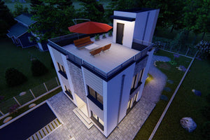 Grande Maison Ossature Metallique à 2 Étages Toit Plat 081 - toit terrasse maison 3 thumbnail