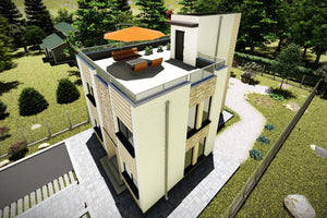 Grande Maison Ossature Metallique à 2 Étages Toit Plat 081 - toit terrasse maison 1 thumbnail