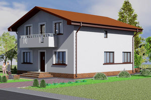 Grande Maison à Ossature Métallique Avec Balcon Terrasse 005 - image façade maison 4 thumbnail