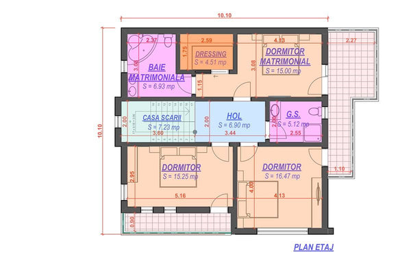 Maison Ossature Métallique à Étage Avec 5 Chambres 235-043 - plan du maison 2