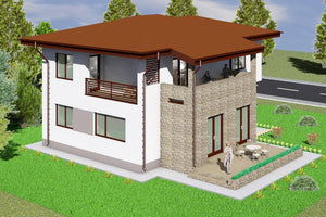 Grande Maison en Ossature Métallique à Étage 5 Chambres 003 - image facade maison moderne 4 thumbnail