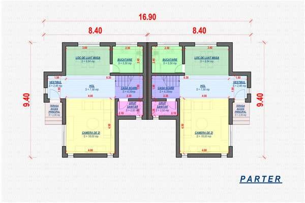 Maison Duplex Ossature Métallique 2 Niveaux Model 244-077 - plan du maison 1