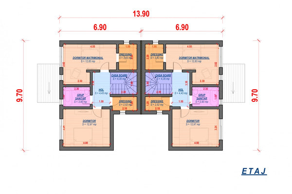 Maison Duplex Ossature Métallique 2 Niveaux Model 244-077 - plan du maison 2