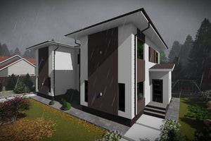 Maison Duplex Ossature Métallique 2 Niveaux Model 244-077 - image facade moderne maison 5 thumbnail