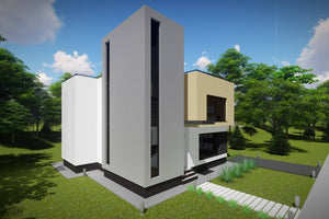 Maison Ossature Métallique Avec Toit Plat à Deux Niveaux 025 - image façade maison moderne 2 thumbnail