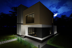Maison Ossature Métallique Avec Toit Plat à Deux Niveaux 025 - image façade maison moderne 5 thumbnail