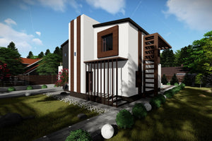 Maison Ossature Métallique à Étage Toit Terrasse 248-057 - photo façade maison 3 thumbnail