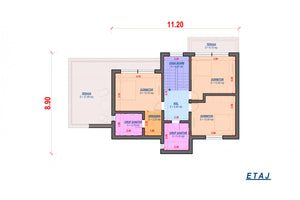Maison Ossature Métallique à Étage Toit Terrasse 248-057 - plan de maison 2 thumbnail