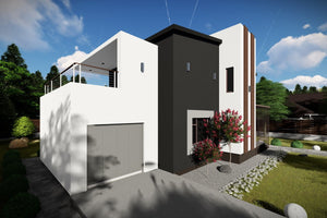 Maison Ossature Métallique à Étage Toit Terrasse 248-057 - photo façade maison 4 thumbnail