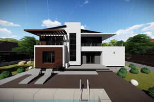 Maison Ossature Métallique à Étage Toit Terrasse 248-057 - photo façade maison 6 thumbnail