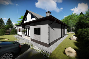 Maison à Ossature Métallique 250m2 Moderne à Étage 048 - image façade maison pierre 2 thumbnail