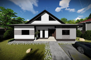 Maison à Ossature Métallique 250m2 Moderne à Étage 048 - image façade maison pierre 5 thumbnail
