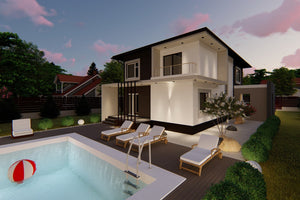 Maison Ossature Métallique Avec Grand Garage 250 m2 258-061 - image façade moderne maison 7 thumbnail
